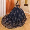 Navy Blue Corset Beaded Quinceanera Dress Ball Gown Lace Up Graduation Gown Sweetheart Applique quinceanera de 15 anos Sweet 16