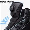 Botas À Prova D 'Água Inverno Neve Homens High Top Sapatos de Algodão Manter Quente Botão Rotativo Homem Snowboots Pelúcia Pai Booties