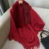 Scarve Winter Knitted Shawl With Faux Fur Collar Fringe Sweater Ponchos Long Fashion Warm Wraps Elegant Batwing Cardigan Cape Top 231204