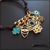 Charm Armband Armband Hamsa Handhjärtpärlor Turkiska Pseras Blue Evil Eile Drop Leverans smycken DHJ2L