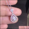 Colliers pendentif goutte d'eau Cz Zircon chaîne pendentif colliers mousseux larme zircone cristal bijoux de mariage pour livraison directe J Dhxgp