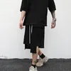 Shorts masculinos 2023 calças irregulares retalhos high street esportes metade moda coreana solta perna larga calça curta y2k roupas