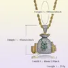 Hip Hop New Style Money Sac Pendant Collier Iced Out Micro Pave Cz Stone Gold Silver plaqué Chaîne de charme plaqué pour les hommes Women4091172