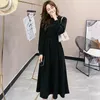 Vestidos casuais outono versão coreana manga comprida moda artística magro grande balanço cintura envolta suéter vestido tendência feminina