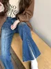 Jeans pour femmes 2000s vêtements Y2K mode lavé bleu pantalon fendu pour femmes vêtements droite coréenne décontractée dame denim pantalon Ropa Mujer