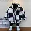 Daunenmantel Kinder Baumwolle Jacke Winter Neue Jungen Und Mädchen Mode Plaid Kragen Baumwolle Jacke Kinder Kleidung Kinder Parkas 2023 Q231205