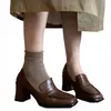 Vestido sapatos marie janes salto alto mulheres escritório quadrado toe mocassins 2024 outono elegante chunky festa bombas chaussures femme