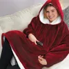 フーディーアウトドア冬のフード付きコート温かい傾斜フード付きローブバスローブスウェットシャツフリースプルオーバーブランケット女性2285