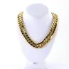 Corrente masculina Miami Cuban Link Curb 14k banhado a ouro Hip Hop 21 mm corrente grossa 24''286Q