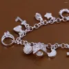 Länk armband valentin gåva charm 925 silver färg smycken mode söta kvinnor lady bröllop charms
