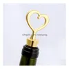 Öppnare Gold Wine Opener Stopper Love Set Present Box Elegant Heart Shaped Bottle Openers Corkscrew Champagne Valentines Wedding Souvenir Dhdho