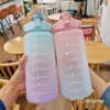 Waterflessen Kawaii Fles 2 Liter Sport Motiverend met Rietje Tijdmarkering Plastic Bekers Drinkgerei Grote Capaciteit Termos 231205