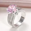 Wedding Rings Huitan Gorgeous with PinkWhite Cubic Zirconia Classic Engagement Drop Jewelry 231204