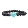 Frisado 8mm preto lava pedra turquesa grânulo cruz toutoise pulseira difusor de óleo essencial para mulheres homens jóias gota entrega bracele dhs9c