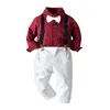 Set di abbigliamento Abiti formali da gentiluomo per bambini T-shirt scozzese ingleseTute Pantaloni Abiti da battesimo per ragazzi Abiti classici