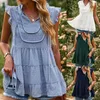 Women's Blouses Female Office Shirts Women Solid Lace Summer Floral Chiffon Sleeveless Sexy V Neck Casual Ruffle Tops Blusas