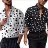 Casual overhemden voor heren Polka Dot Print Shirt met lange mouwen Wave Point Veelzijdige Tide met lange mouwen