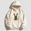 Women's Hoodies Söt kanintryck hoodie 100% Pure Cotton Hoodie Sportwear Herrmönstrade kvinnors ban- och fältkläder Casual gratis leverans 231205