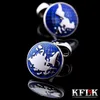 Cuff Links jewelry world map cufflinks for men's shirts blue button high quality brand luxury cuff links wedding guests R231205