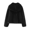 Women's Fur Women Autumn/Winter Artificial Coat Fashion Polo Collar Long Sleeve Warm Trendy And Street Style