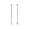 Retro Irregular Freshwater Pearl Long Drop Earrings for Women 14K Gold Plated Copper Chain Tassel Earring Oorbellen