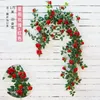 Decorative Flowers 1.75m Star Rain Simulation Rose Vine Air Conditioning Pipe Wall Decoration