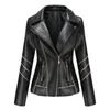 Kvinnorjackor 2024 Autumn Women Faux Leather Jacket Gothic Black Moto dragkedjor Långärmad goth kvinnlig pu vindtät lapelrockar