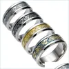 Anéis de banda bonito anel de aço inoxidável homens jóias vintage dragão de ouro 316l para homens senhor casamento masculino amantes de luxo gota entrega dhcu4