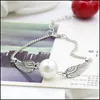 Charm Armband Angel Wings Armband Delicate Simated Pearl Drop Leverans smycken Dhnah