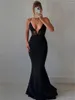 Casual Jurken Avondjurk Prom Fishtail Voor Vrouwen Spaghettibandjes Diepe V Gewikkeld Corset Lange Jurk Party Elegante Vestidos