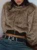 Vestes pour femmes Veste courte en polaire floue en peluche patchwork col montant manteau sherpa hiver décontracté vêtements d'extérieur