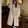 Women's Fur Faux Fur Manteau a col long epaissi pour femme fourrure integree protection de l'environnement automne hiver 231205