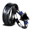 Anillos de boda Charm Pareja para hombres Acero inoxidable Anillo de dragón celta Corazón Negro Zircon Mujeres Set Joyería del día de San Valentín 231205