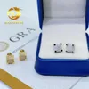 Hiphop Jewelry Silver Square Stud Earrings Sterling Moissanite with Gra Certificate for Women