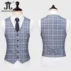 Vêtements ethniques Blazer Gilet Pantalon Haut de gamme Marque Mode Plaid Costume d'affaires formel 3Pce Groom Robe de mariée Tuxedo Casual Slim 231205