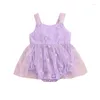 Abiti da ragazza Baby Bubble Pagliaccetto senza maniche 3D Farfalla Ricamo Body Abito in tulle Abiti nati