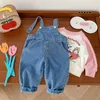 Jumpsuits Cute Kids Girls Overalls 0-6Years Children Bunny Ear Ball Loose Denim Jumpsuit Suspender Pant Jeans Outwear Autumn Clothes 231204