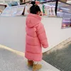 Piumino 3-12 anni Piumino invernale per ragazze stile lungo Tinta unita Moda Parka Cappotto con cerniera Capispalla Regalo di compleanno Abbigliamento per bambini Q231205