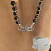 Collana di gioielli firmati Collana di diamanti pieni di diamanti a strato singolo in cristallo nero Collana con colletto a vento scuro punk per uomini e donne253n