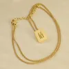 Chains 26 Alphabet Square Pendant Necklace Women MOM Men Gold Plated Initial Letter Link Chain Collar Punk Jewelry Gift