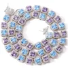 Nowy wysokiej jakości Hip Hop Mat Fashion Jewelry Naszyjnik 10 mm kwadratowy kolor niebieski fioletowy naszyjnik z cyrkonem łańcuch 291R