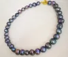 Catene Gioielli da donna Perle naturali 12x13mm Nero Marrone Verde Viola Barocco D'acqua dolce Color oro Collana con chiusura Regalo 17'' 42 cm