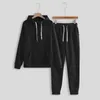 Conjunto de calças de duas peças femininas com capuz de duas peças casual cor sólida sweatsuit moda esportiva marca conjunto agasalho masculino inverno quente