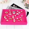 2pcs lots Jewelry Display Rings Organizer Show Case Holder Box New red Ring Storage Ear Pin Accessories box278q