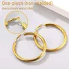 Classic Gold Silver Round Circle Big Hoop Earrings Dainty 30mm 40mm 50mm Stainless Steel Tube Hoop Clip On Earing Jewelry