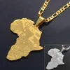 Anniyo Silver Color gold Color Africa Map with Flag Pendant Chain Necklaces African Maps Jewelry for Women Men #035321p330O