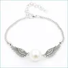 Charm Armband Angel Wings Armband Delicate Simated Pearl Drop Leverans smycken Dhnah