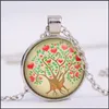 Colliers pendentif Arbre de vie vivant Colliers Beautifly Alliage Vintage Verre Cabochon Bronze Chaîne Pendentif Collier Accessoire Nice Wo Dhipj