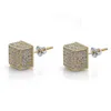 Herrenohrringe Micro Pave Square CZ vergoldet Iced Out Diamond Bling Ohrstecker Earings273w