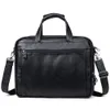 Briefcases Fashion Genuine Leather Men A4 Office Bag Handbag Business Casual Men's Travel 15.6" Laptop Shoulder s Tote Briefcase 231205